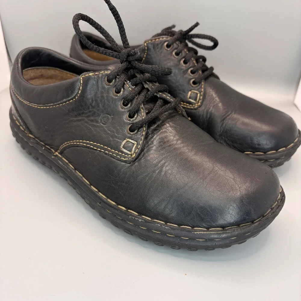 Born vintage Black Leather Oxford Lace Up Shoes  Round Toe Womens 6.5